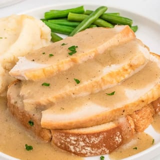 Open Face Turkey on Bread with Gravy