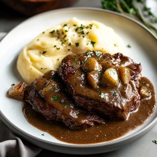 Smothered Chop Steak with  Gravy